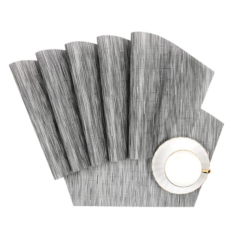 SHACOS Small Round Table Placemats Wedge Placemats with Centerpiece Round Placemat PVC Woven Table Mats Washable (7,Silver Grey) - Image 2